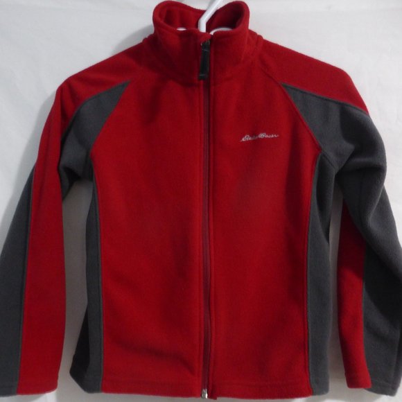 EDDIE BAUER, red & grey, fleece jacket, small, 8
